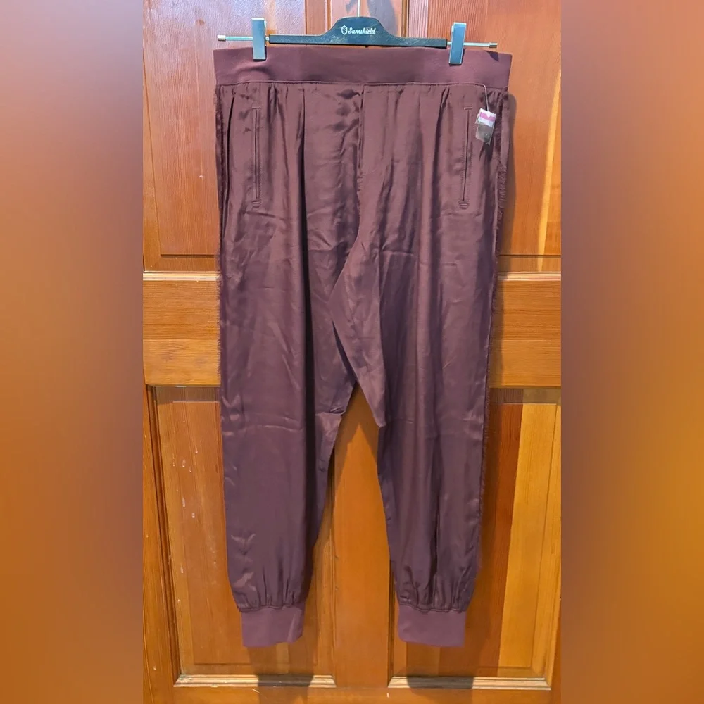 ATM Silk Charmeuse Frayed Trim Joggers - NEW! - Picture 8 of 17